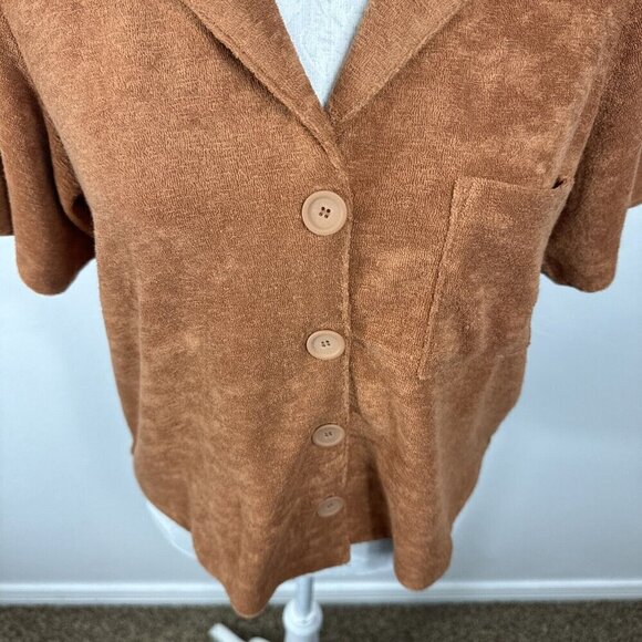 Marine Layer Women's L Terry Out Resort Shirt Sierra NWT Terra Cotta - Picture 6 of 16
